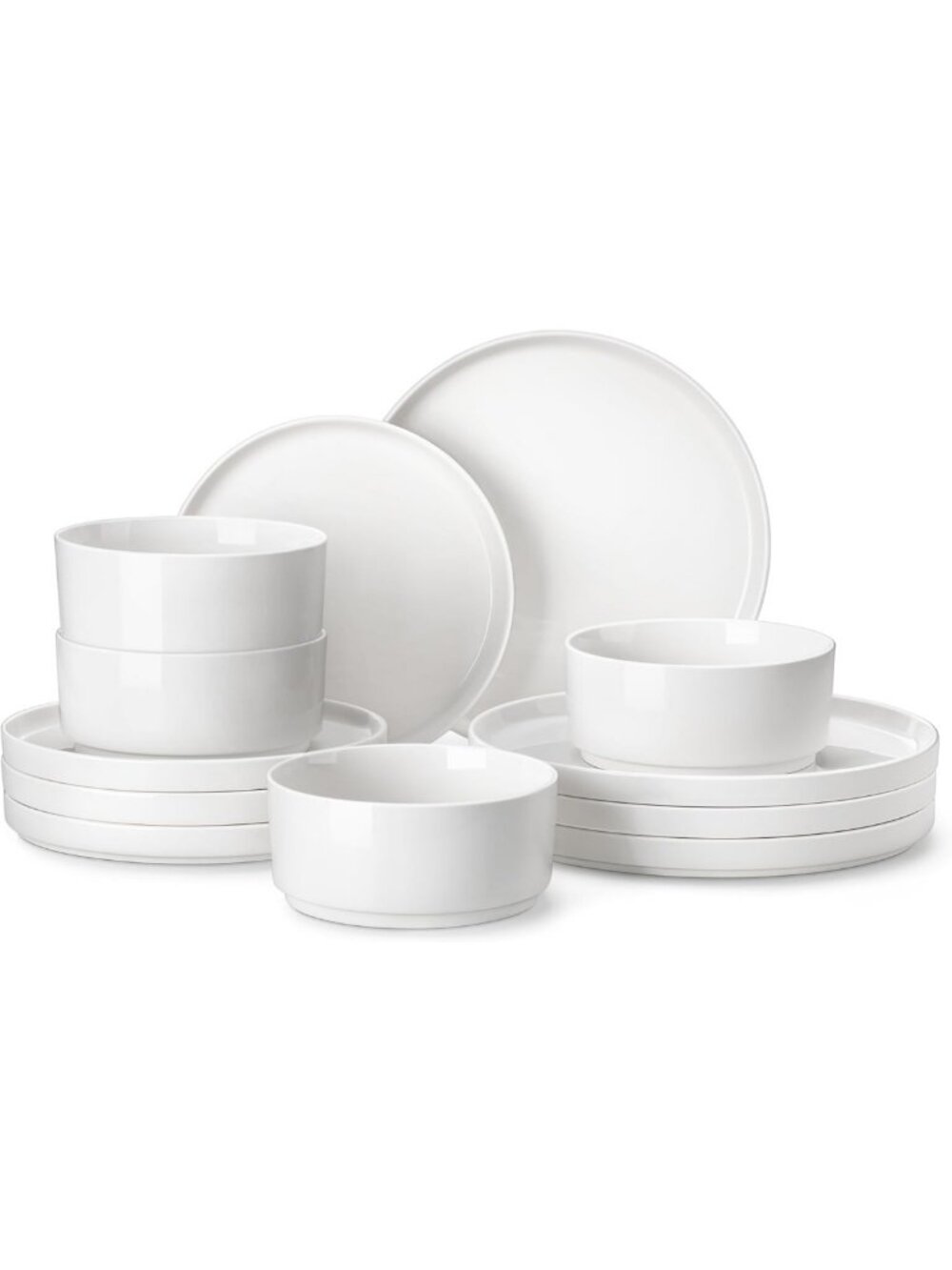 12-Piece Modern White Porcelain Dinnerware Set for 4 - Chip & Scratch Resistant